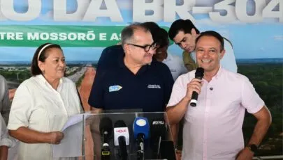 BR-304: Prefeito do Assú, Governadora e Ministro dos Transportes vistoriam obras de duplicação