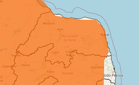 Inmet publica três alertas de chuva para o RN, incluindo aviso acima de 100 mm em 36 cidades